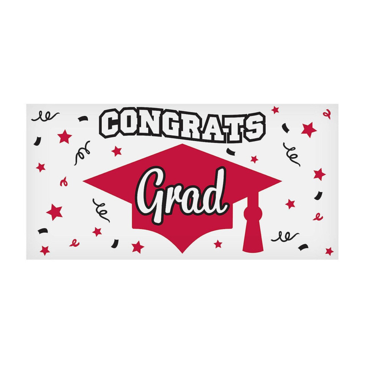 Graduation Party Congrats Grad Plastic Banner 6 Ft x 3 Ft Party Wall Decoration